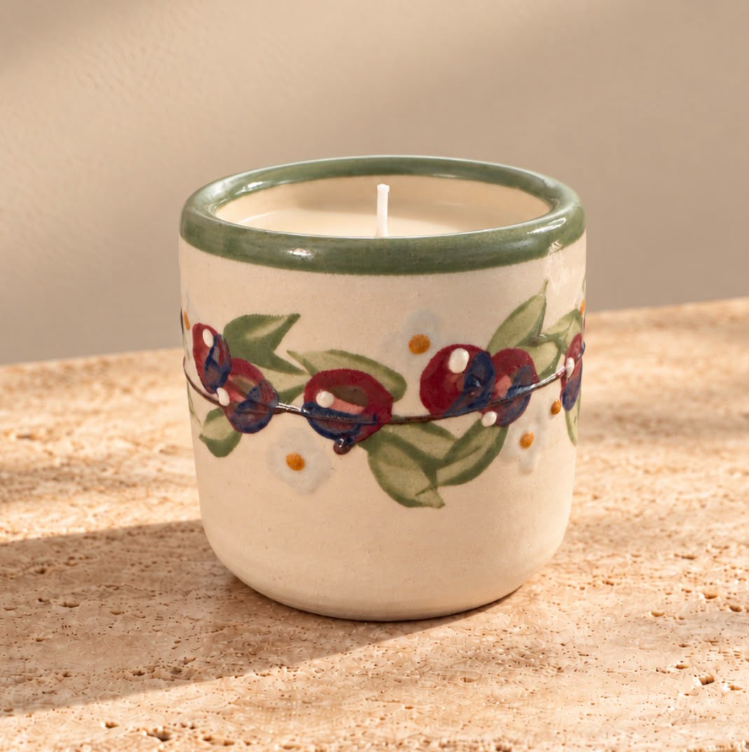 Cranberry Stoneware Candle · First Frost