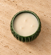 Round Green Ceramic Candle · Heirloom