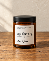 Apothecary 4 oz amber soy candle with smooth black lid