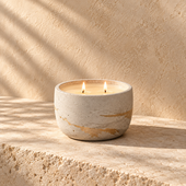 Boulder concrete candle with gilded paint