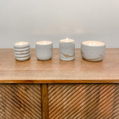 Gem, Pebble, Pillar and Boulder concrete candles together